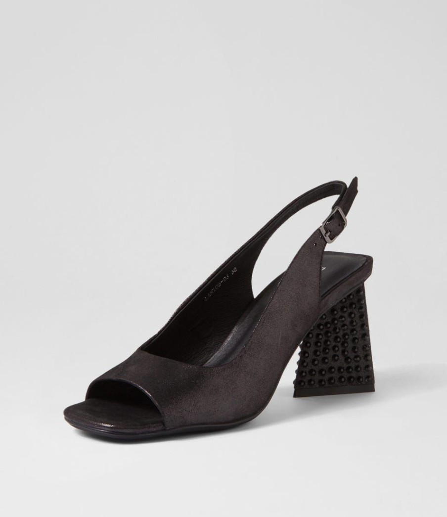 Shoes DJANGO & JULIETTE | Lantos Black Shimmer Jewels Leather Sandals