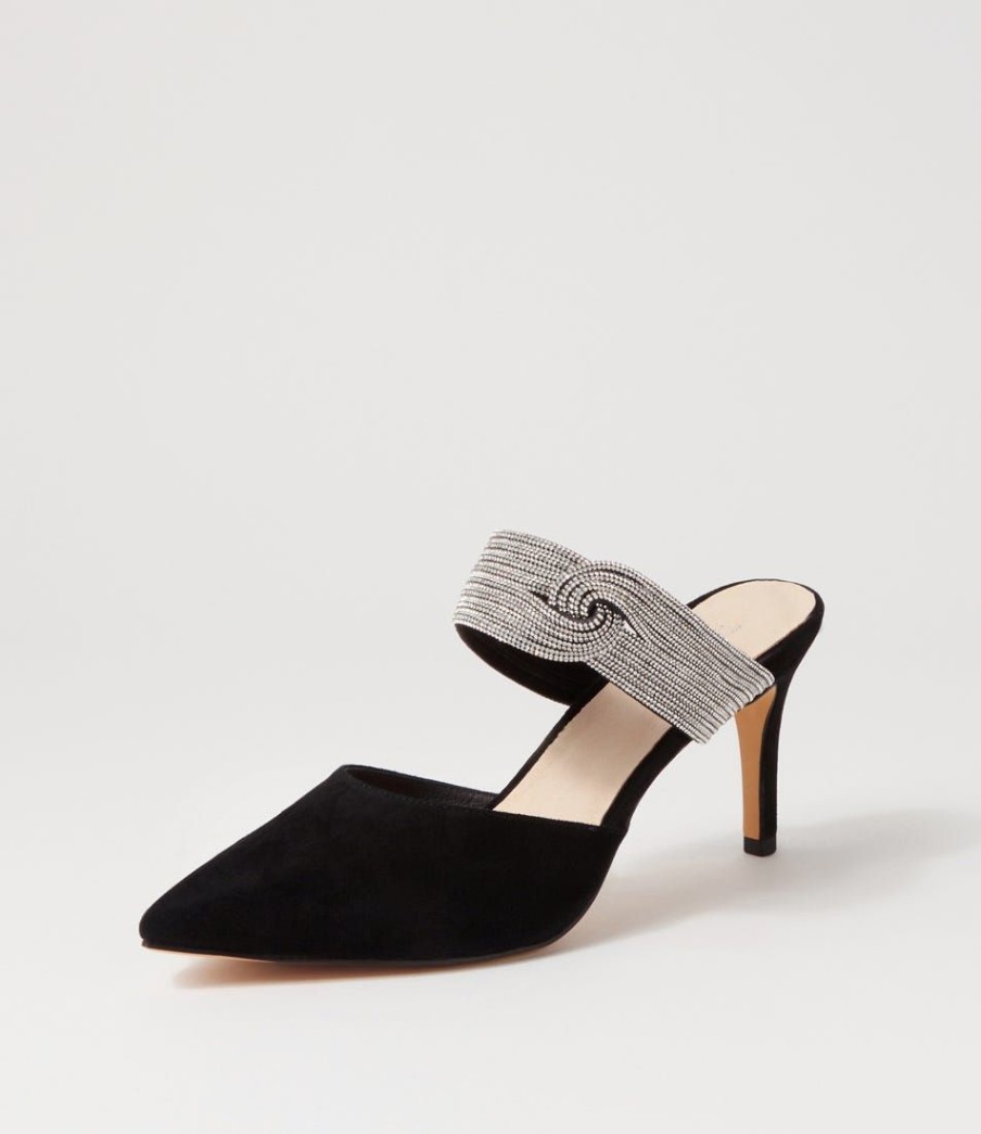 Shoes TOP END | Barletta Black Suede Jewels Mules