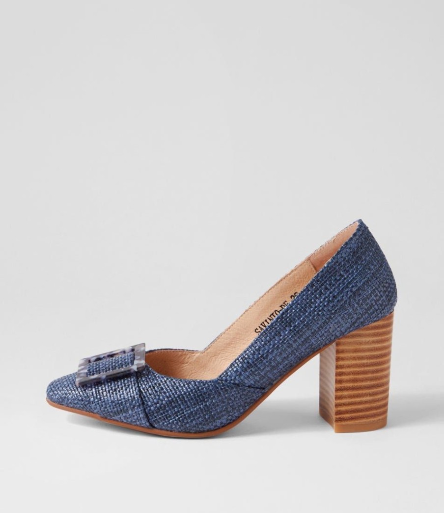 Shoes DIANA FERRARI | Savioni Navy Woven Heels