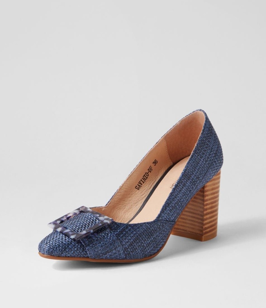 Shoes DIANA FERRARI | Savioni Navy Woven Heels