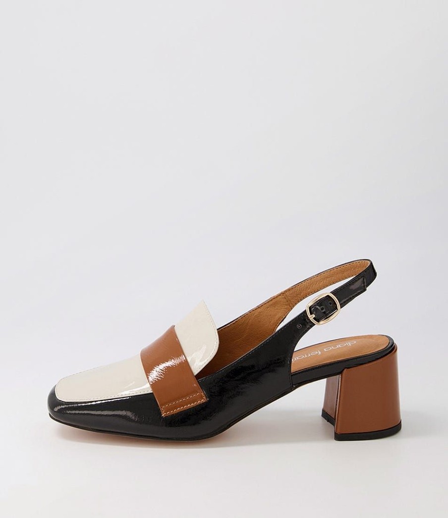 Shoes DIANA FERRARI | Caelia Black Cream Tan Patent Leather Heels