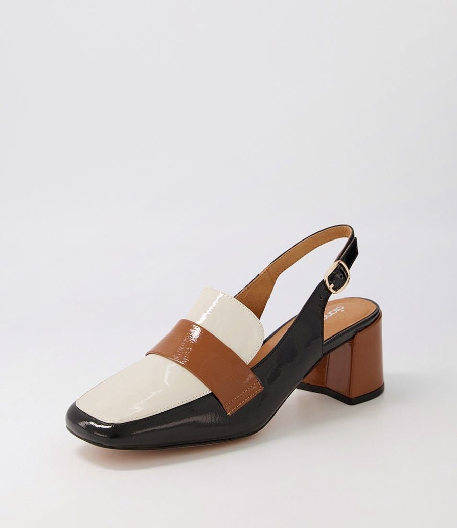 Shoes DIANA FERRARI | Caelia Black Cream Tan Patent Leather Heels