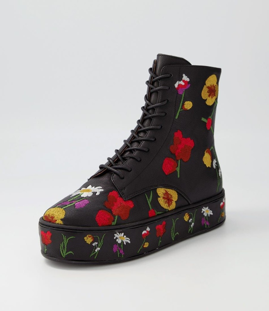 Shoes DJANGO & JULIETTE | Graby Black Multi Leather Lace Up Boots