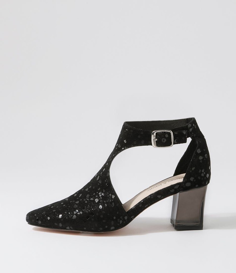 Shoes DJANGO & JULIETTE | Hobartet Black Sparkle Suede Heels