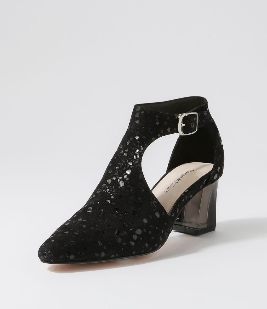 Shoes DJANGO & JULIETTE | Hobartet Black Sparkle Suede Heels