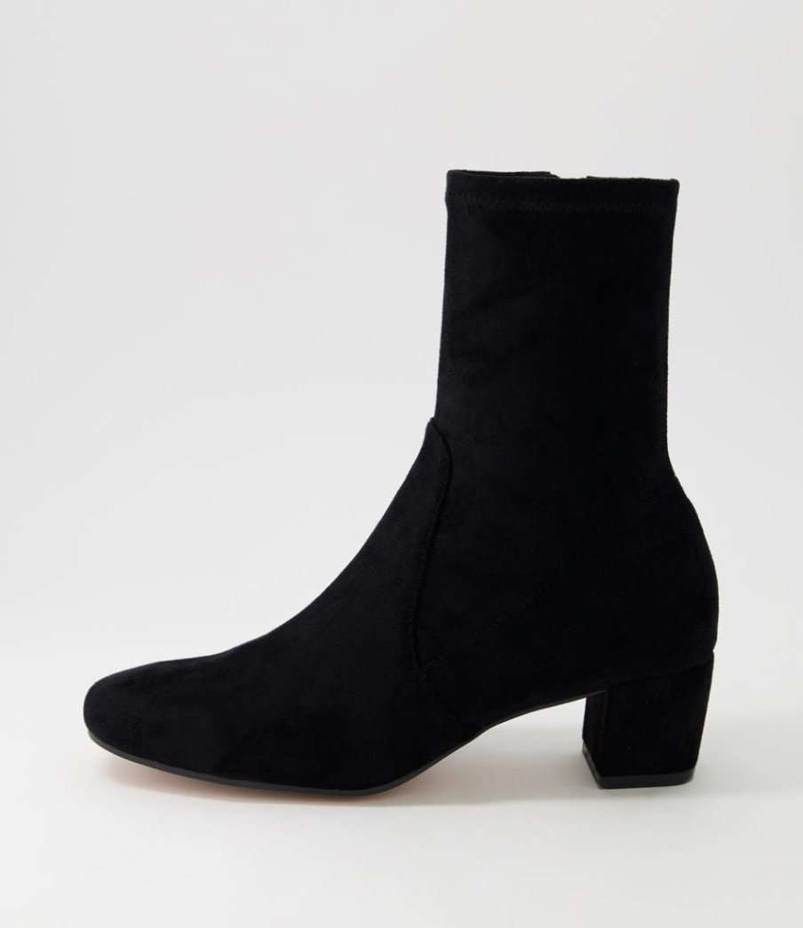 Shoes DJANGO & JULIETTE | Hartful Black Stretch Microsuede Ankle Boots