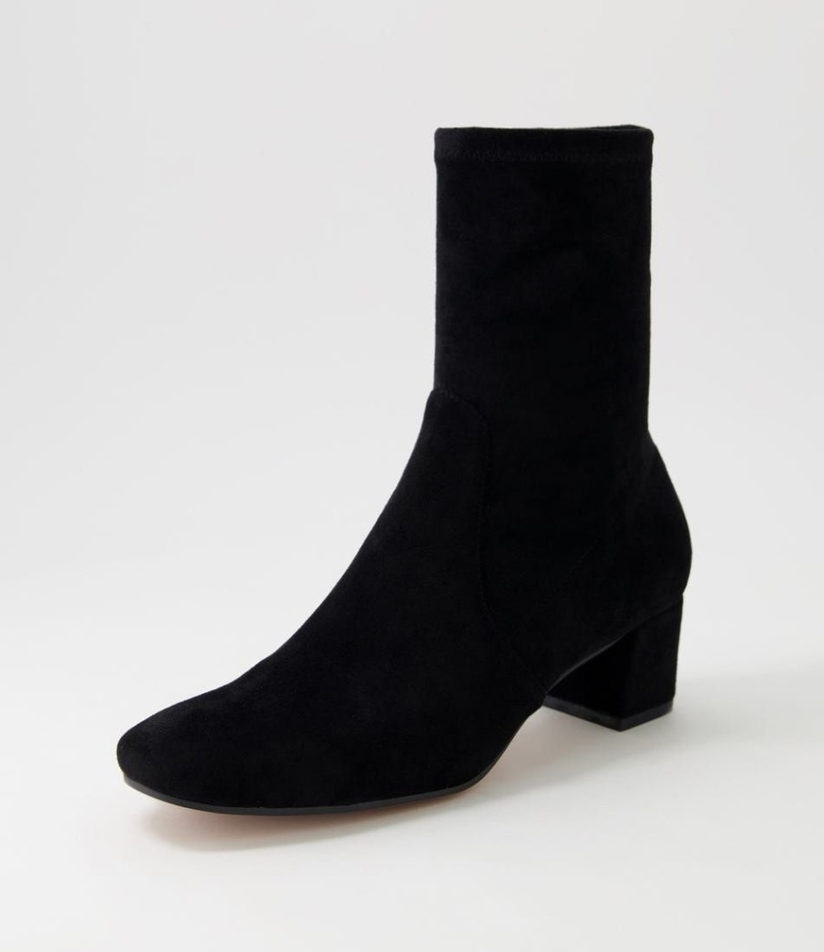 Shoes DJANGO & JULIETTE | Hartful Black Stretch Microsuede Ankle Boots