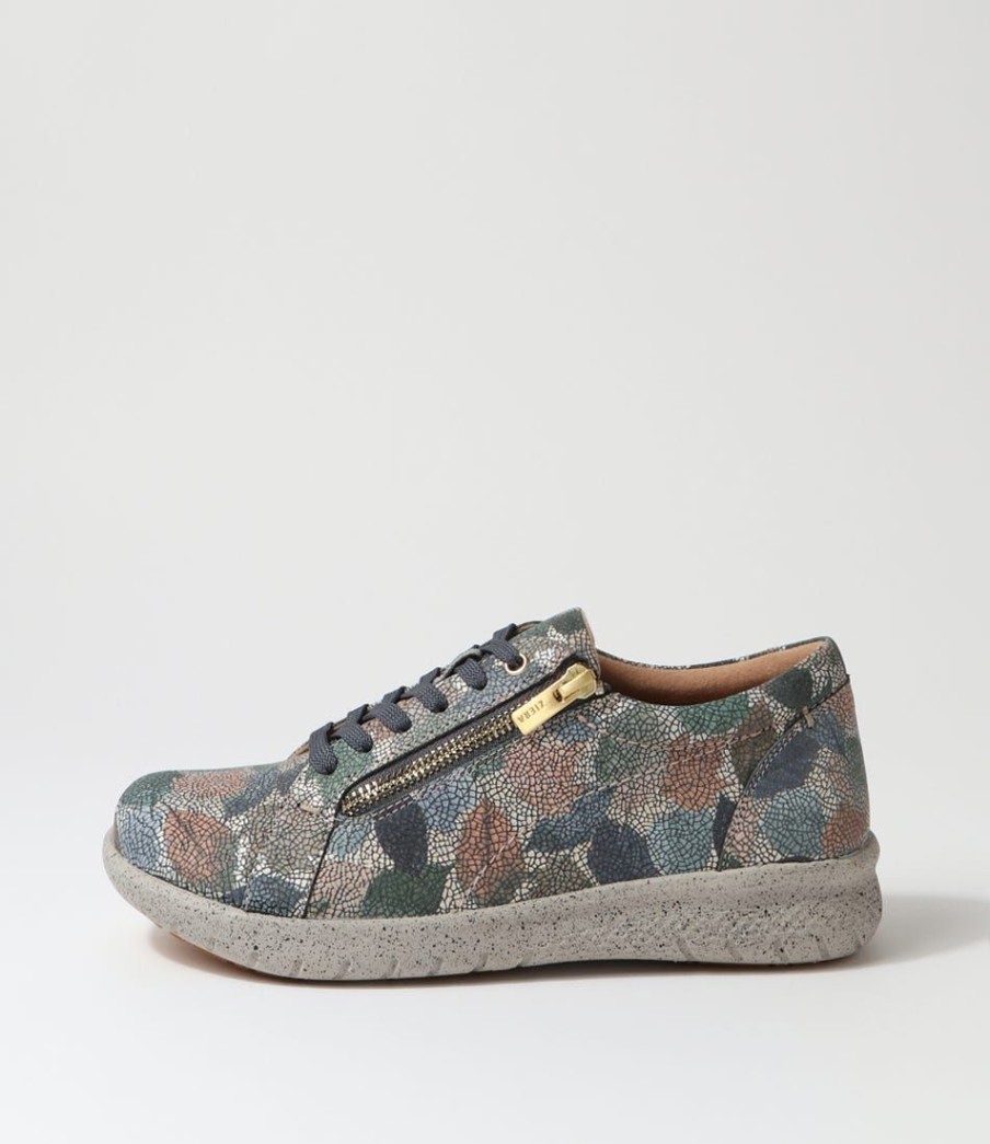 Shoes ZIERA | Solar Xf Blue Leaf Multi Leather Sneakers