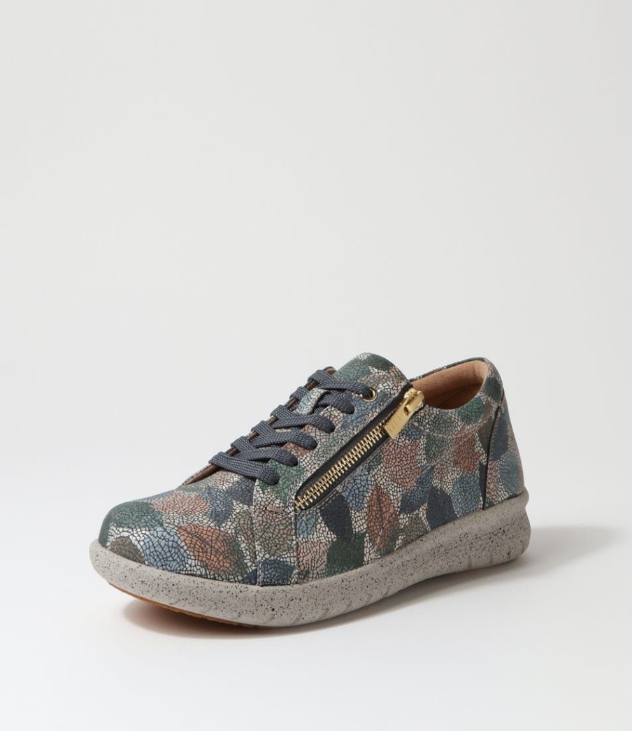 Shoes ZIERA | Solar Xf Blue Leaf Multi Leather Sneakers