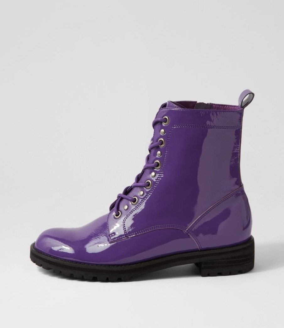 Shoes ZIERA | Mangoes W Purple Patent Leather Ankle Boots