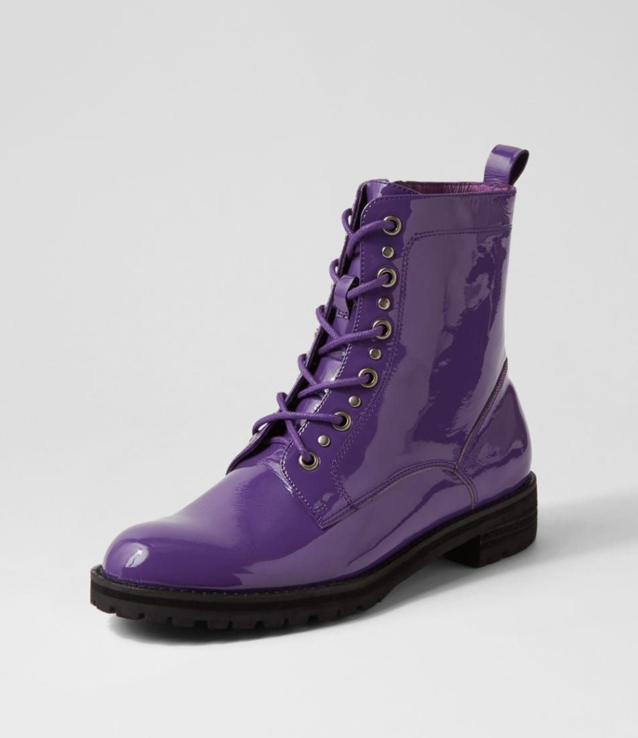 Shoes ZIERA | Mangoes W Purple Patent Leather Ankle Boots