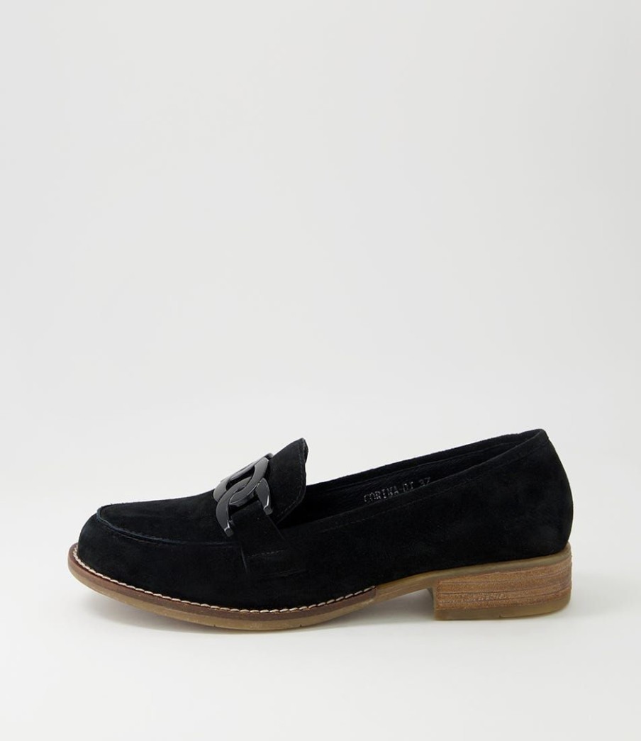 Shoes DJANGO & JULIETTE | Corina Black Suede Loafers