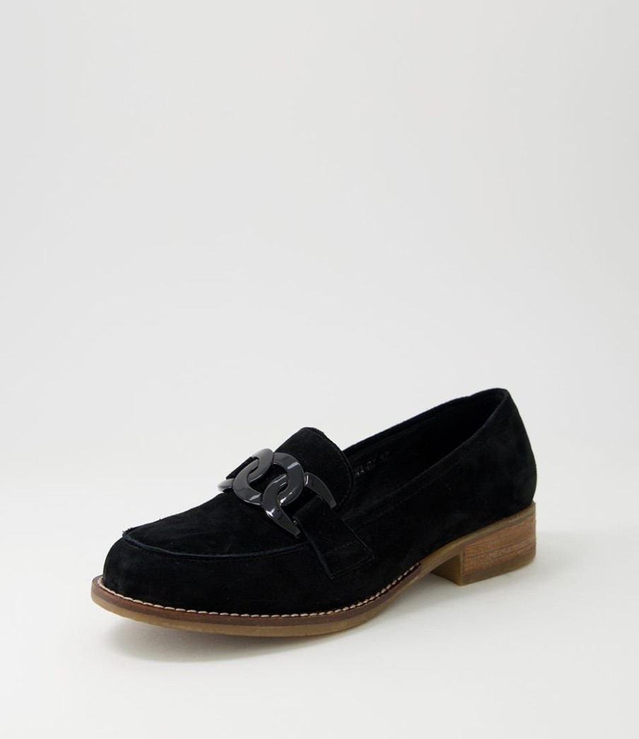 Shoes DJANGO & JULIETTE | Corina Black Suede Loafers