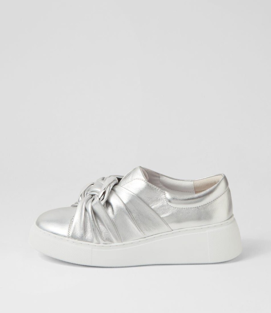 Shoes DJANGO & JULIETTE | Yolla Silver White Leather Sneakers