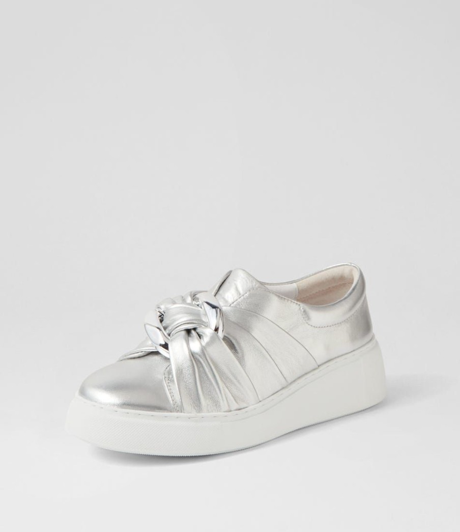 Shoes DJANGO & JULIETTE | Yolla Silver White Leather Sneakers