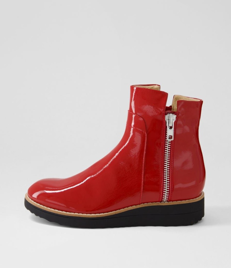 Shoes TOP END | Osvaldo Dark Red Black Patent Leather Ankle Boots