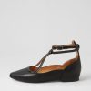 Shoes TOP END | Setia Black Leather Patent Flat Shoes