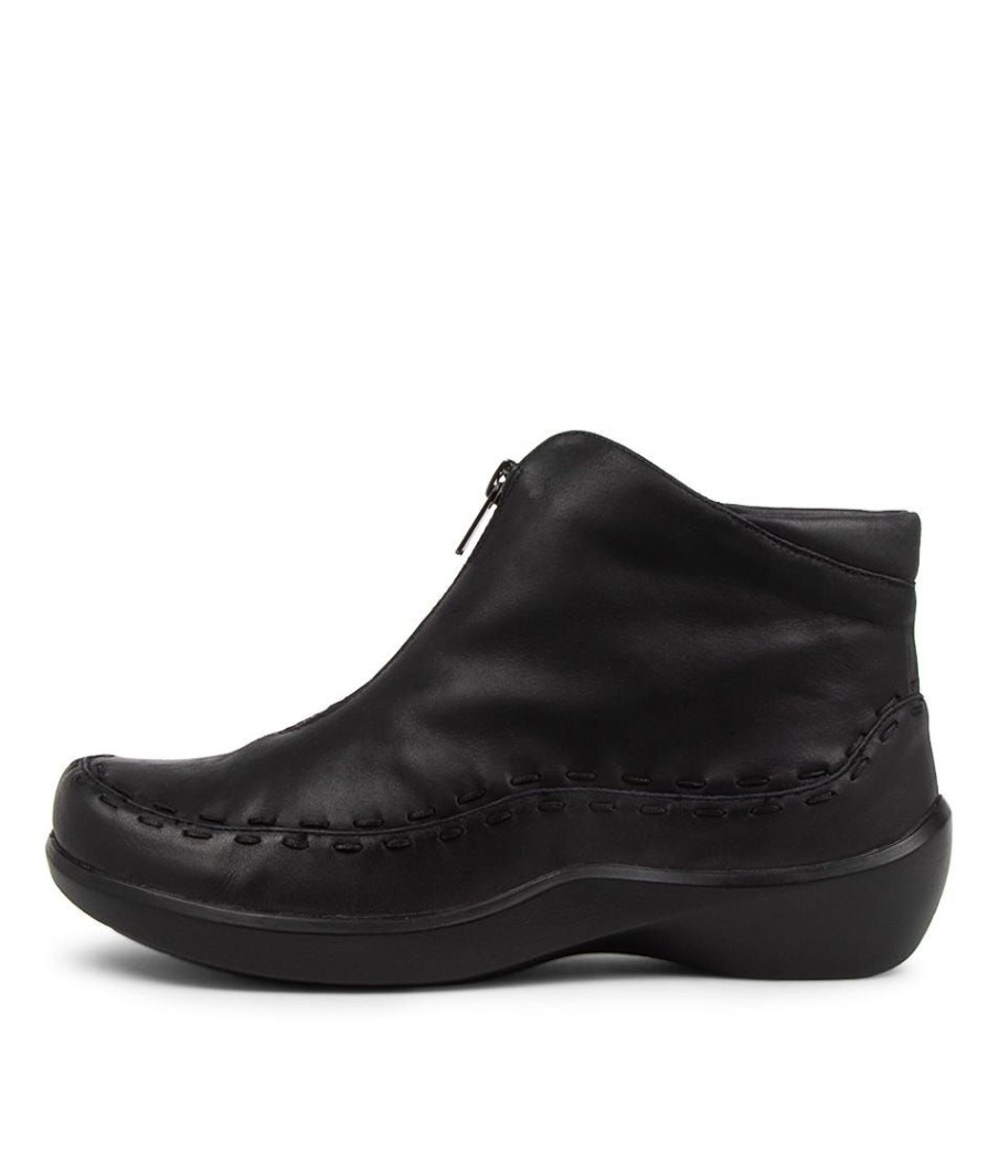 Shoes ZIERA | Anitra Xw Black Leather Ankle Boots