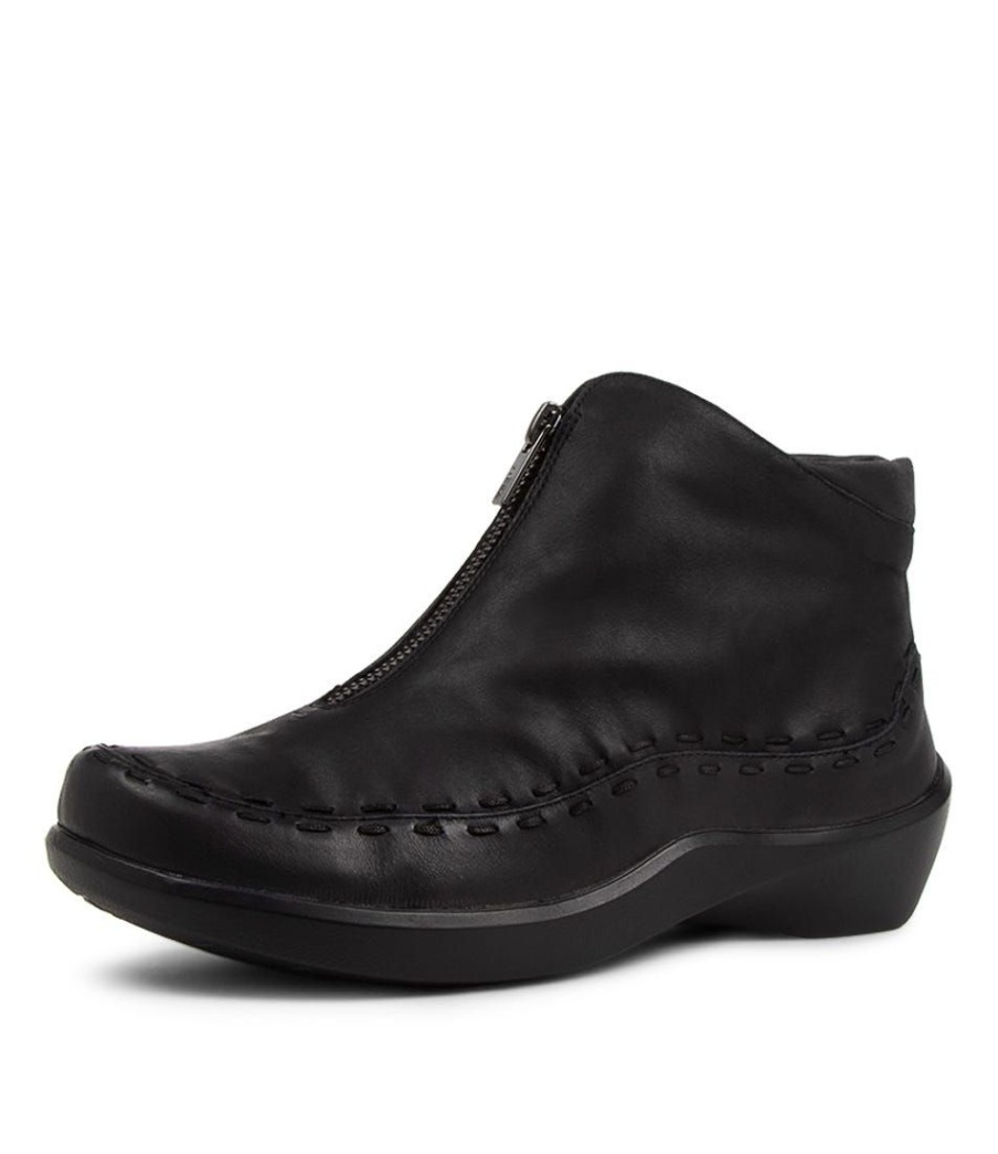 Shoes ZIERA | Anitra Xw Black Leather Ankle Boots