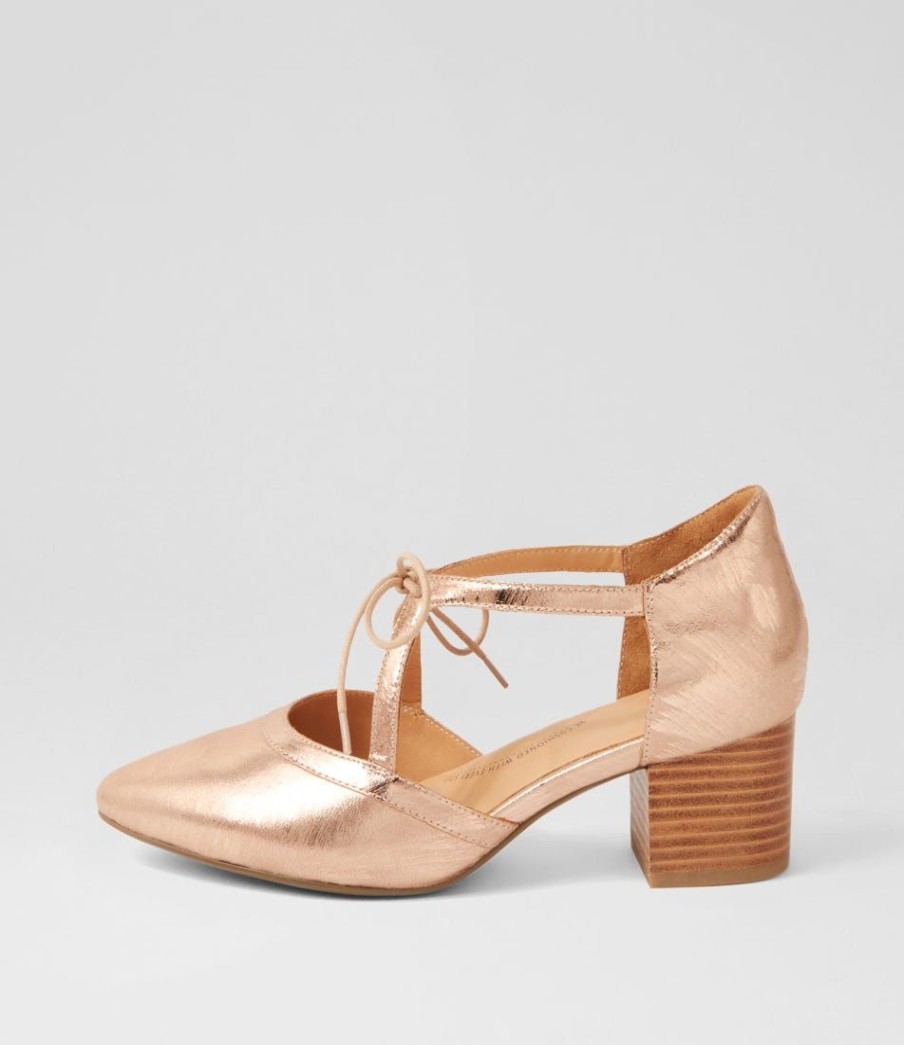 Shoes ZIERA | Vedu Xw Rose Gold Scratch Leather Heels