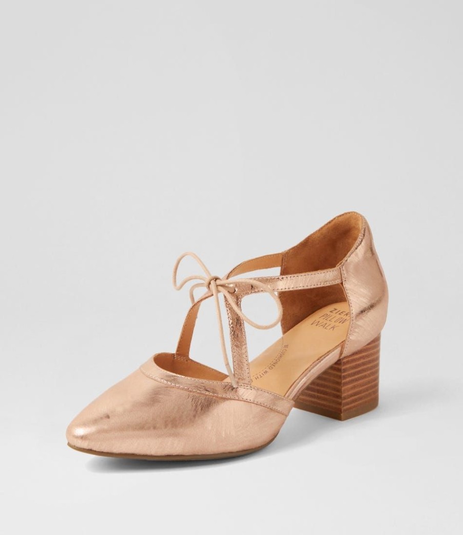 Shoes ZIERA | Vedu Xw Rose Gold Scratch Leather Heels