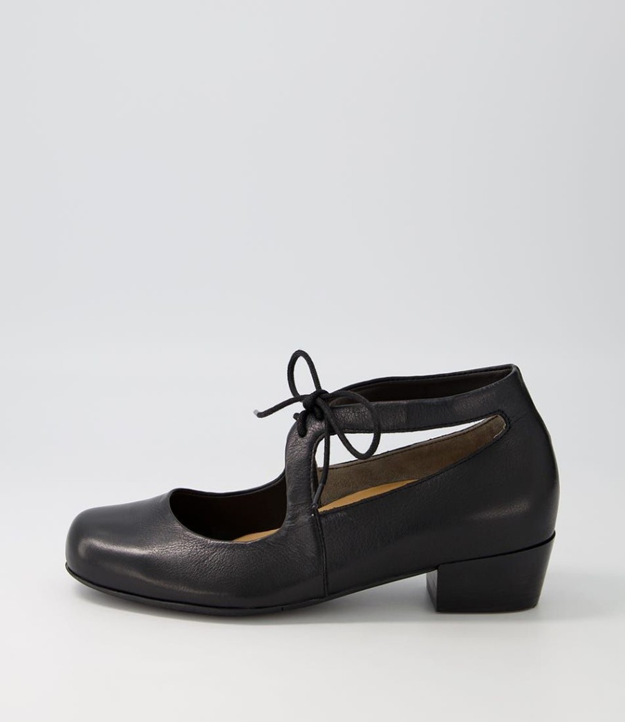 Shoes ZIERA | Qanes Xw Black Leather Flat Shoes