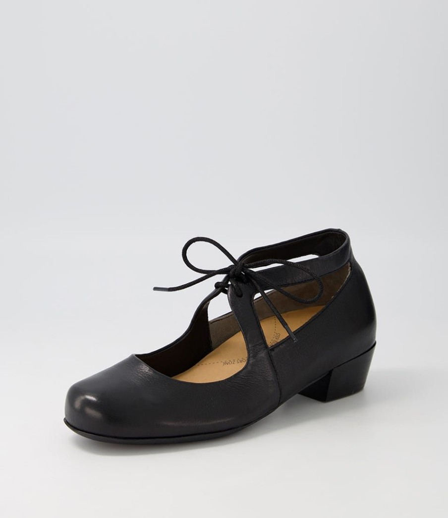 Shoes ZIERA | Qanes Xw Black Leather Flat Shoes