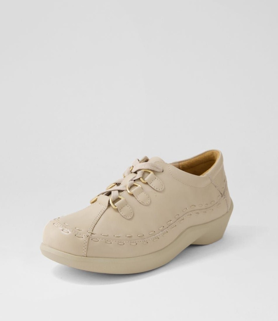 Shoes ZIERA | Allsorts Xw Almond Leather Lace Up Flats