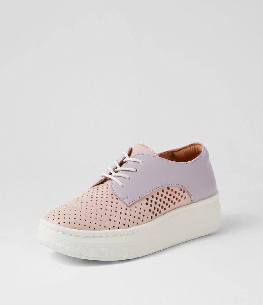 Shoes ROLLIE | Derby City Punch Pink Lavender Leather Lace Up Flats