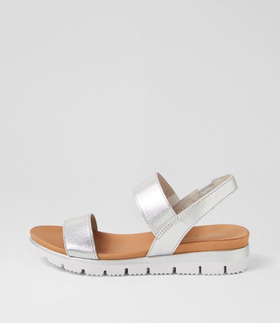 Shoes DJANGO & JULIETTE | Leeka Silver Elastic Leather Sandals