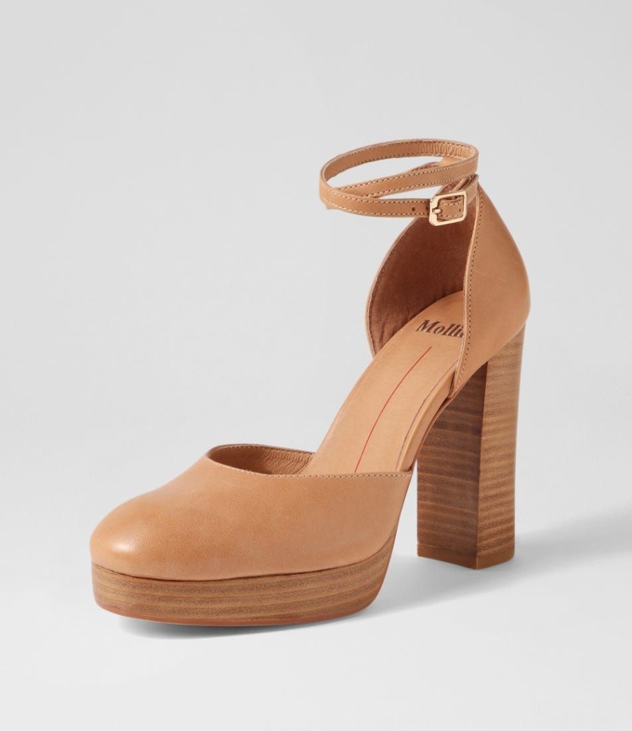 Shoes MOLLINI | Ambition Tan Natural Heel Leather Heels