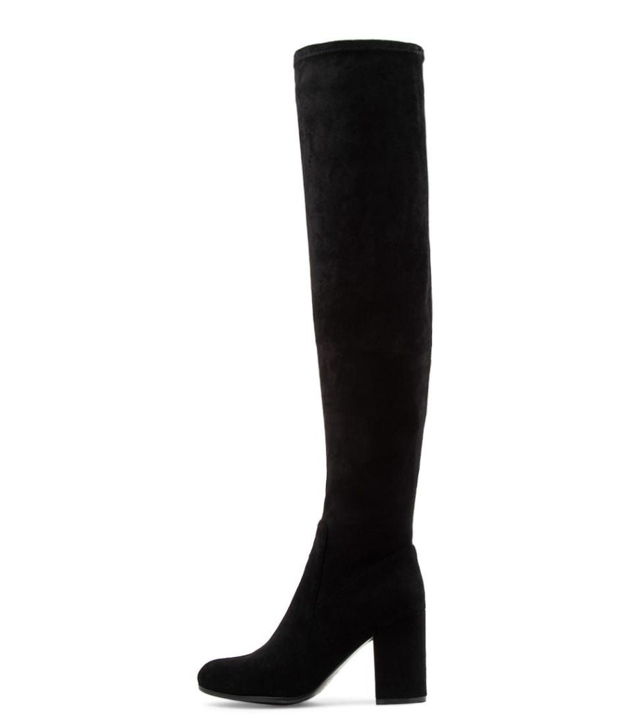 Shoes DJANGO & JULIETTE | Woodroe Black Stretch Microsuede Long Boots