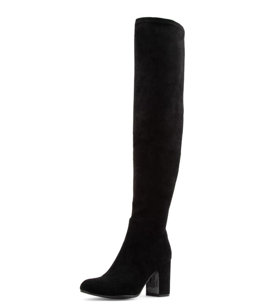 Shoes DJANGO & JULIETTE | Woodroe Black Stretch Microsuede Long Boots