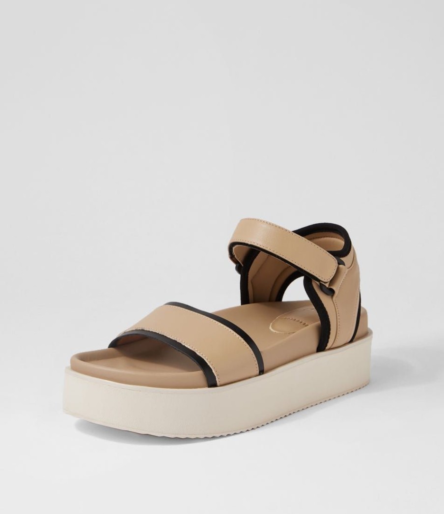 Shoes ROLLIE | Ace Sandal Latte Black Leather Sandals