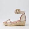 Shoes DJANGO & JULIETTE | Sprout Champagne Leather Buckle Espadrilles