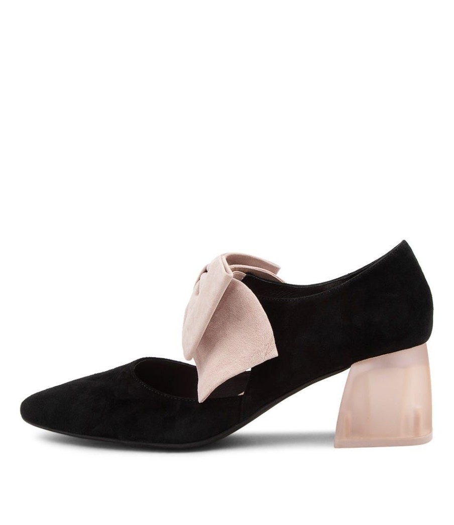 Shoes DJANGO & JULIETTE | Misha Black Nude Suede Heels