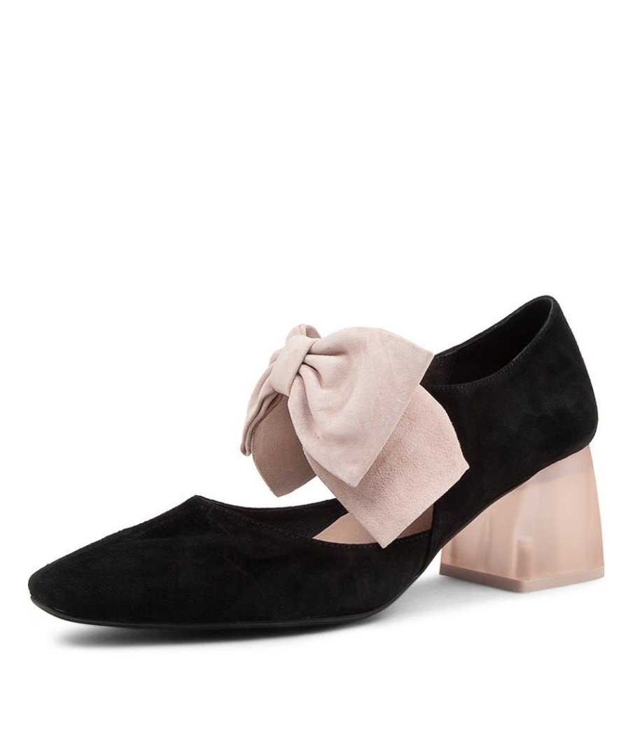 Shoes DJANGO & JULIETTE | Misha Black Nude Suede Heels