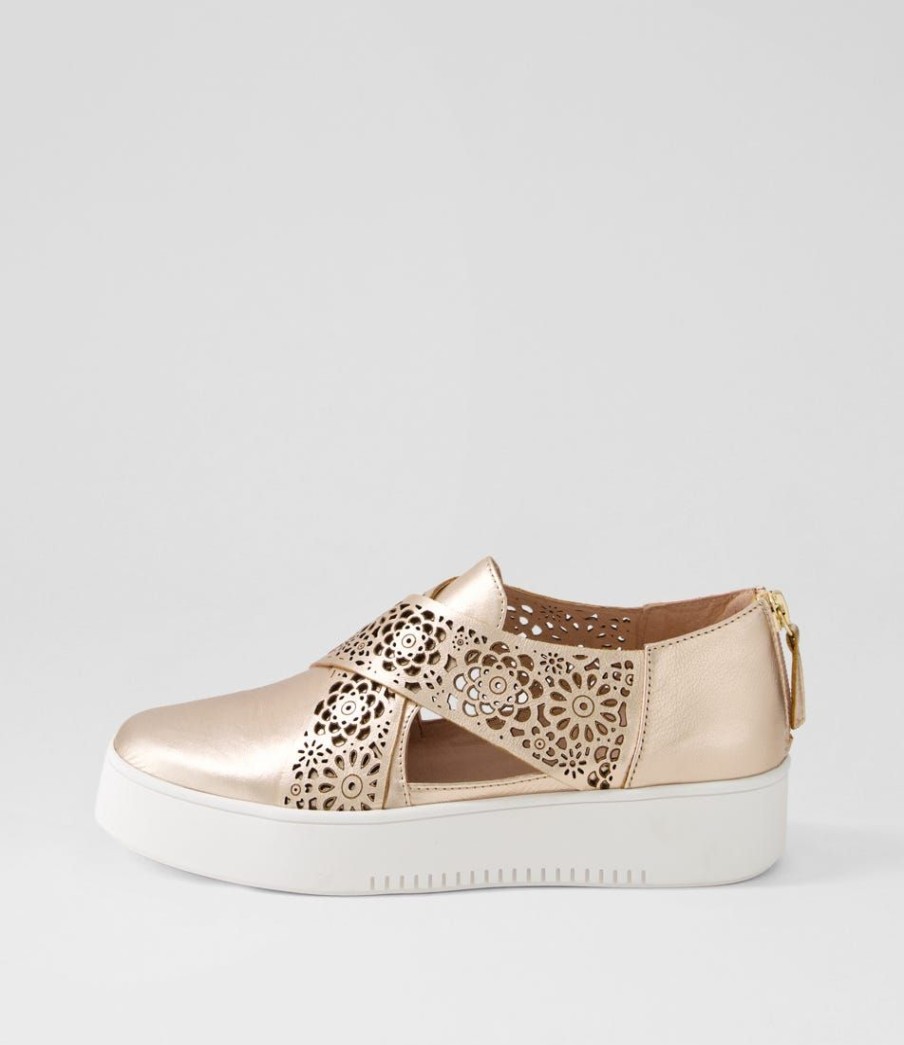 Shoes DJANGO & JULIETTE | Laddes Pale Rose Gold White Leather Sneakers