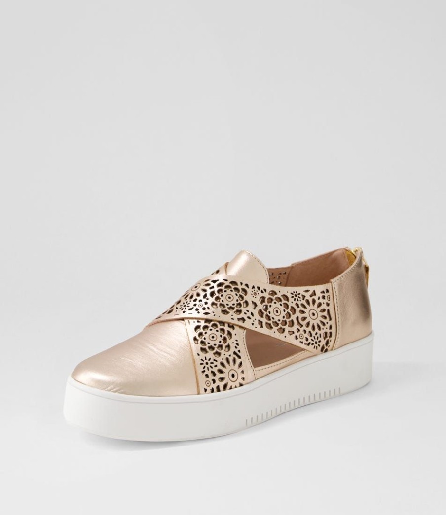 Shoes DJANGO & JULIETTE | Laddes Pale Rose Gold White Leather Sneakers