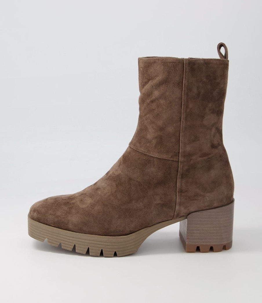 Shoes DJANGO & JULIETTE | Dippy Dark Taupe Suede Ankle Boots