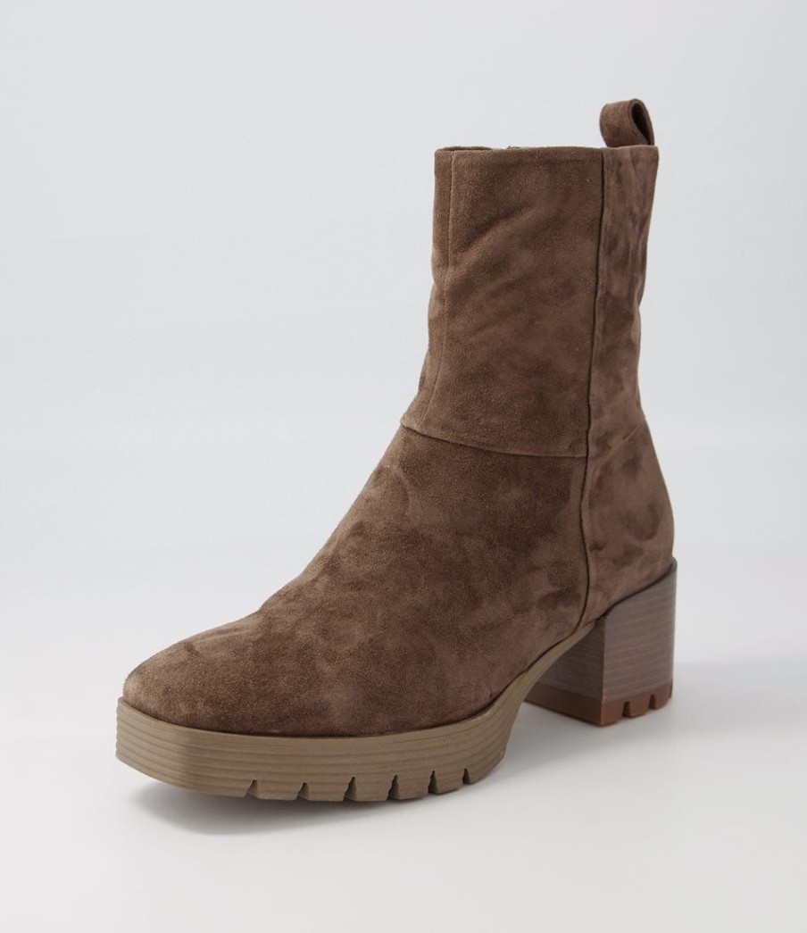 Shoes DJANGO & JULIETTE | Dippy Dark Taupe Suede Ankle Boots