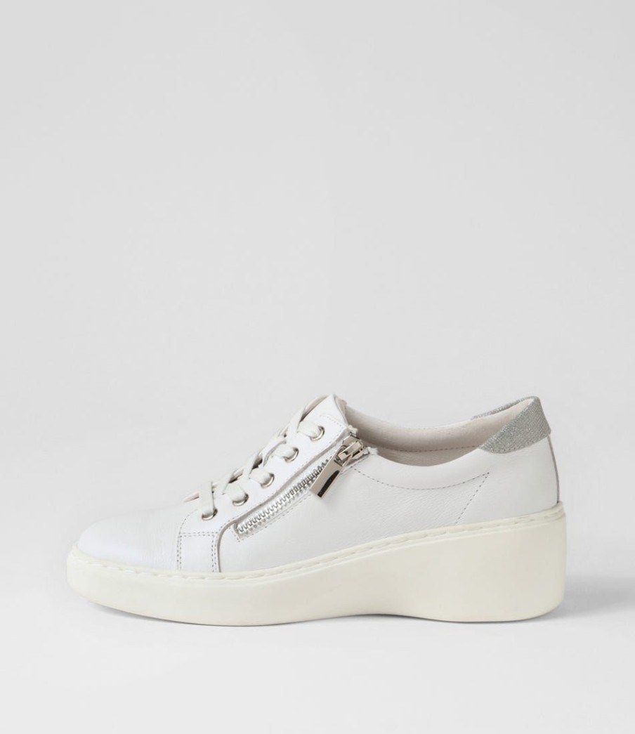 Shoes DIANA FERRARI | Storms White Silver Leather Suede Flat Shoes