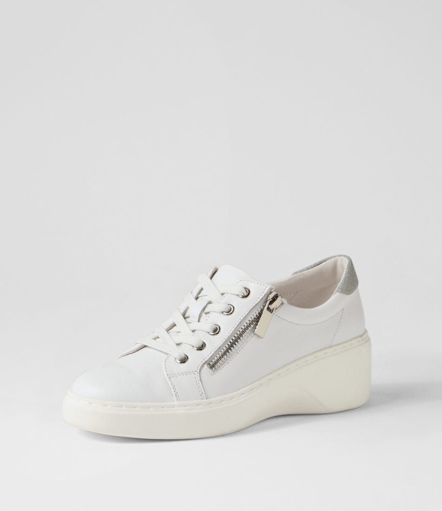 Shoes DIANA FERRARI | Storms White Silver Leather Suede Flat Shoes