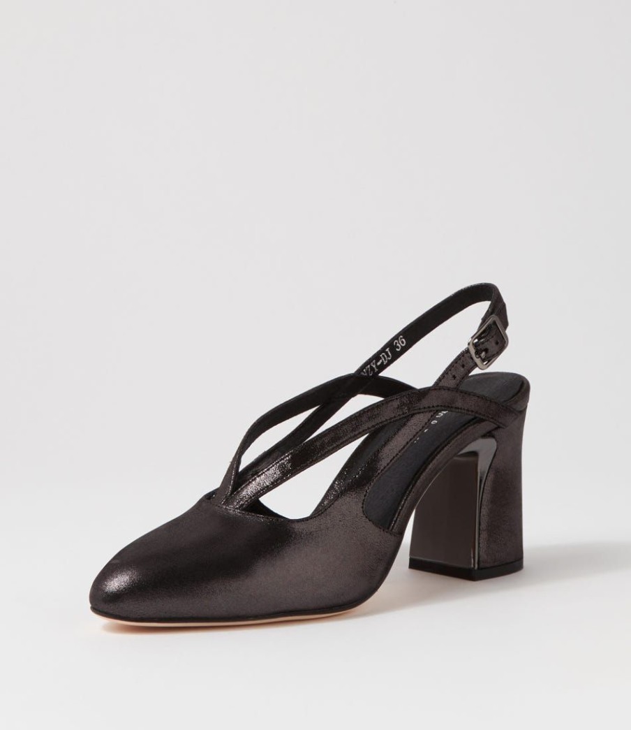 Shoes DJANGO & JULIETTE | Kenzy Black Shimmer Leather Heels