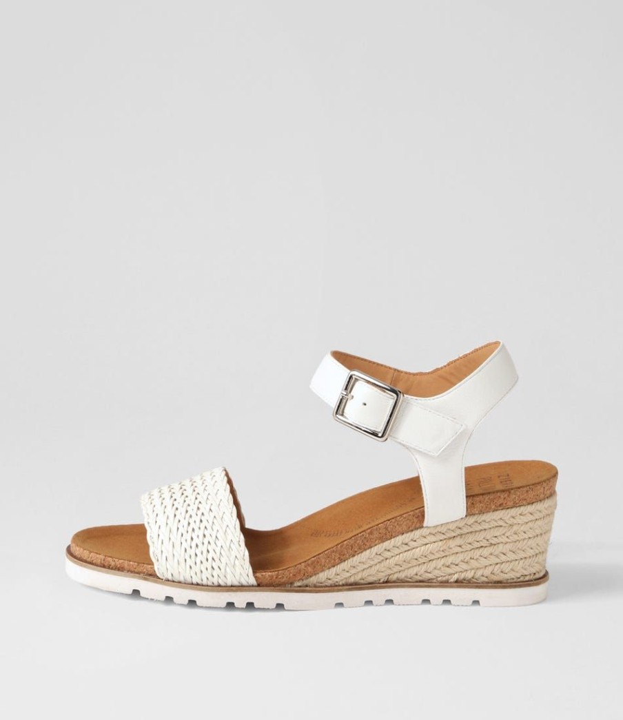 Shoes ZIERA | Konyise W White Weave Leather Sandals