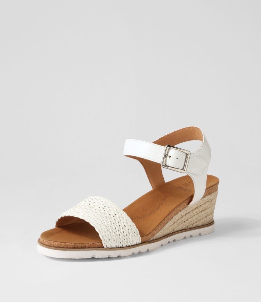 Shoes ZIERA | Konyise W White Weave Leather Sandals