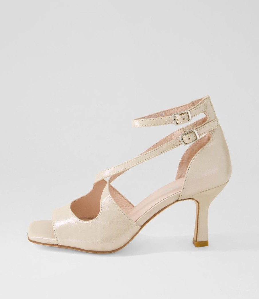 Shoes TOP END | Lanyey Nude Shimmer Leather Sandals