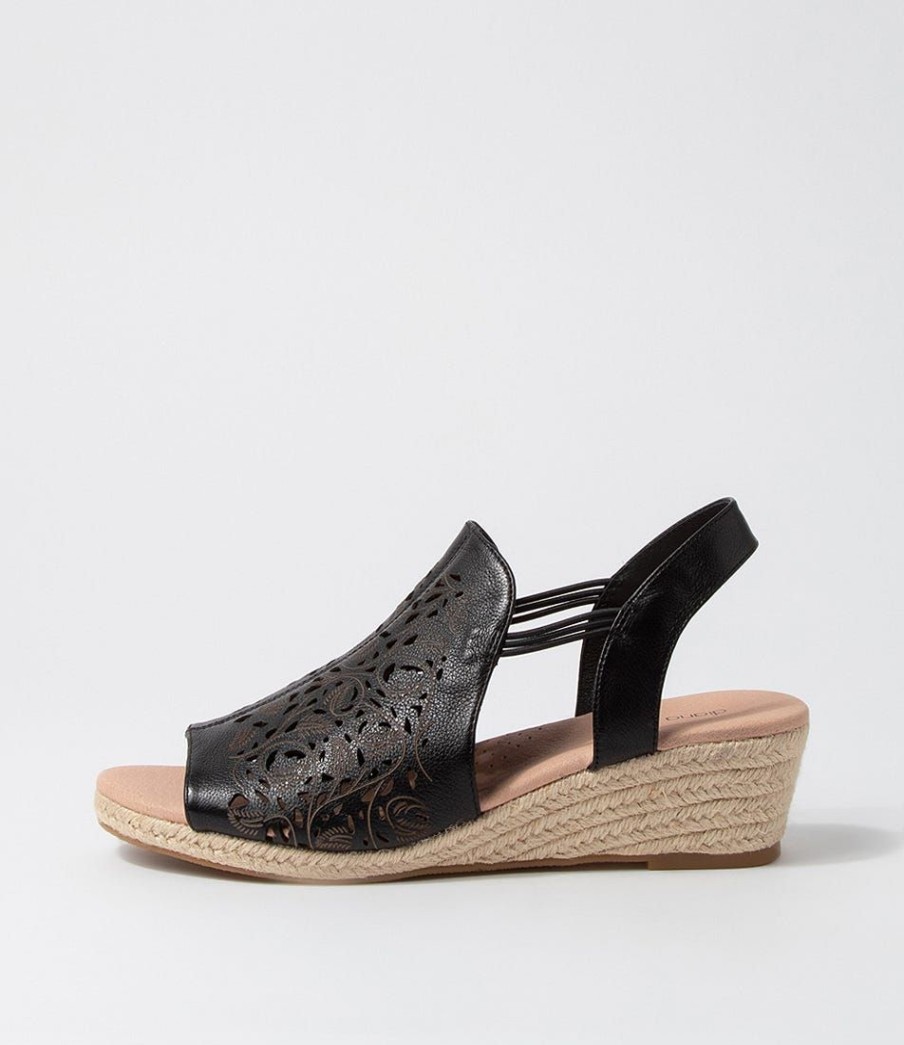 Shoes DIANA FERRARI | Hannah Black Natural Rope Leather Sandals