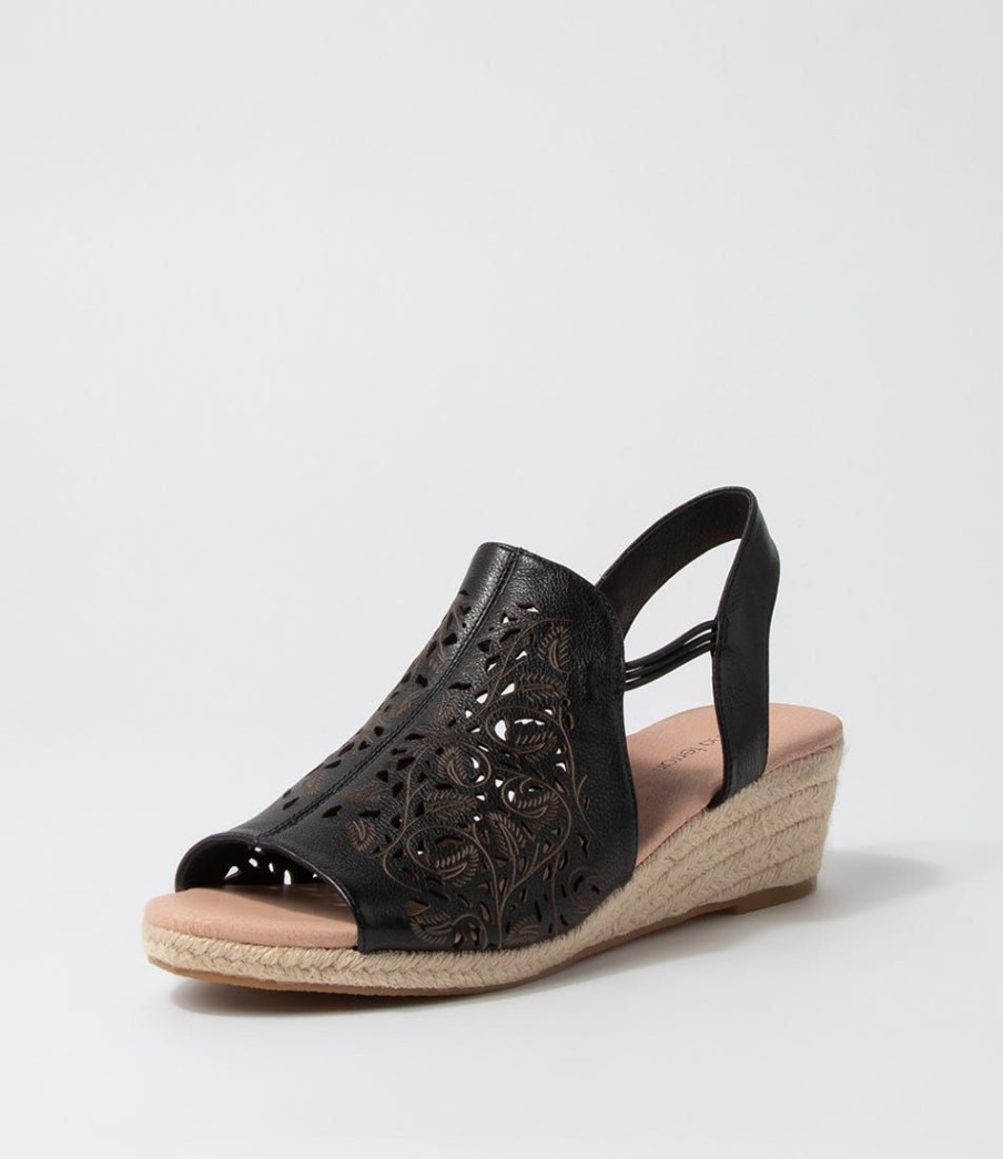 Shoes DIANA FERRARI | Hannah Black Natural Rope Leather Sandals