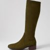 Shoes DJANGO & JULIETTE | Timothie Olive Stretch Microsuede Knee High Boots